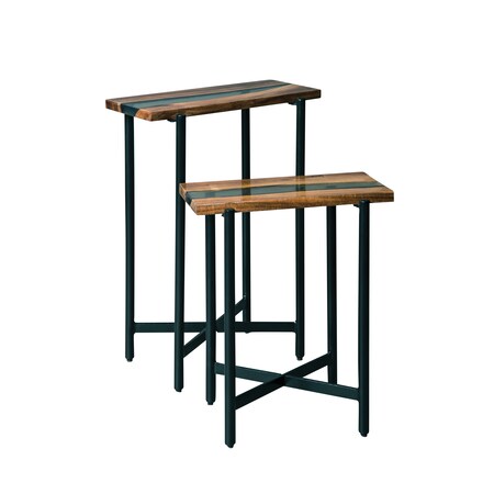 Rivers Edge 18 Acacia Wood And Acrylic Nesting End Tables, Set Of 2